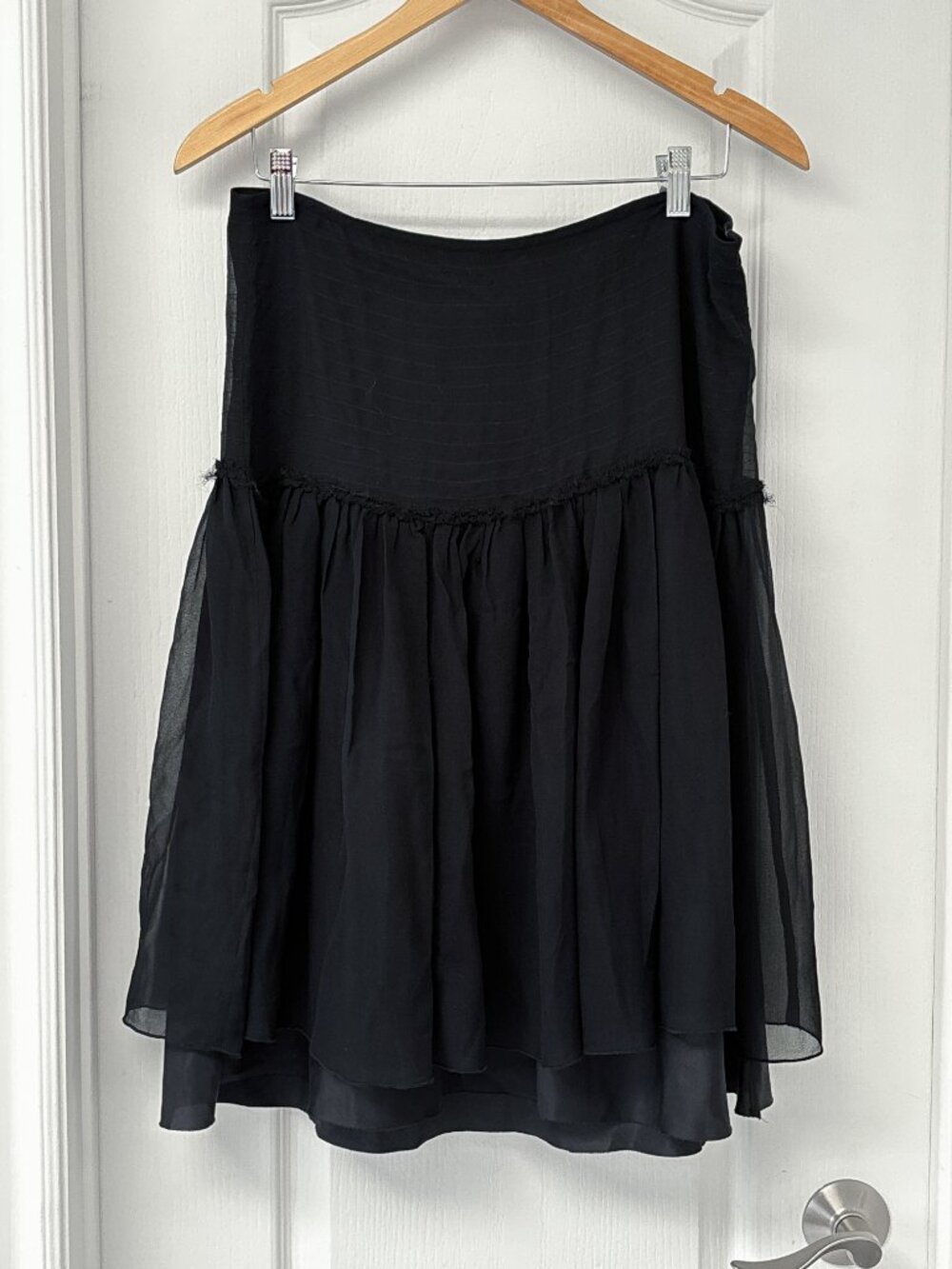Kenzie 100% Silk Black Tiered Skirt | Size 10 | Romantic Goth / Dark Academia - Picture 3 of 10